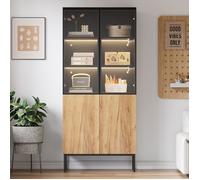 Vitrine avec Portes en Verre, Armoire Haut avec Lumières LED, Bibliothèque, Vitrine en Verre à 5 étages Pour Objets de Collection