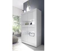 Vitrine - BASICO - 4 portes - Blanc laqué brillant - 101 x 42 x 161 cm