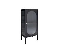 Vitrine Basse 1 Porte Acier Noir et Verre Ondulé - METOS -