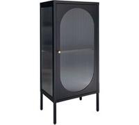 Vitrine Basse 1 Porte Acier Noir et Verre Ondulé - METOS - ALTOBUY Noir G