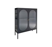 AltoBuy METOS - Vitrine Basse 2 Portes Acier Noir et Verre Ondulé