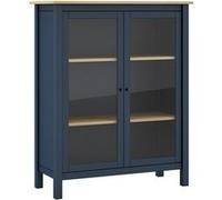 Vitrine Basse 2 Portes en Pin Massif Bleu Marine - MAKS -