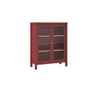 Vitrine Basse 2 Portes en Pin Massif Bordeaux - MAKS -