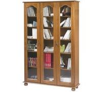 Vitrine Bibliothèque Chêne 3 Portes Vitrées 12 Niches L 120.6 H 182.2 P 33 cm - L 120.6 x l 33 x H 182.2 cm marron G
