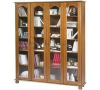 Vitrine Bibliothèque Chêne 4 Portes Vitrées 18 Niches L 158.8 H 182.2 P 33 cm - L 158.8 x l 33 x H 182.2 cm marron G