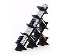 Vitrine Bibliothèque créative en acrylique, étagère de sol forme, présentoir magazines salon multicouche, rangement décoration transparente Bibliothèque(Noir)