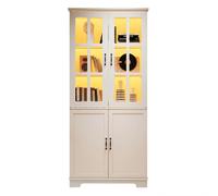 Vitrine-bibliothèque haute blanche 80 x 38 x 180 cm avec LED