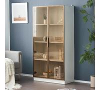 Vitrine blanche 80x40x160 cm, 3 étagères, 2 portes, avec LED