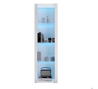 Vitrine blanche brillante avec LED, 3 étagères en verre, meuble haut de rangement et présentation 55x38x166 cm