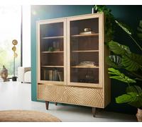 Vitrine Budaya 115x135 cm manguier naturel 4 portes pieds carrés