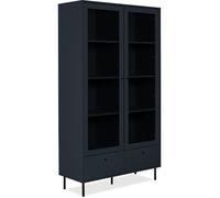 Vitrine buffet haut - Caracas - 2 portes vitrées et 2 tiroirs - 100 x 40 x 183 cm - Bleu navy