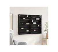 Vitrine Cabinet Noir Chêne 100x8,5x75 cm Bois d ingénierie Noir G