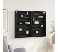 Vitrine Cabinet Noir Chêne 100x8,5x75 cm Bois d ingénierie Noir G