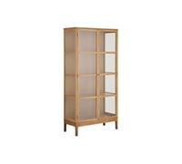 Vitrine CACERES 2 portes 3 étagères chêne et MDF placage chêne 90x40xH180cm