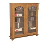 Vitrine Chêne 2 Portes Vitrées 5 Etagères 6 Niches L 92.4 H 105.8 P 21.5 cm