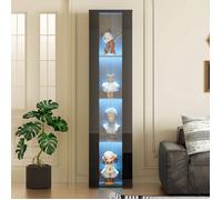 Vitrine colonne noire 40 x 29 x 170 cm avec LED changeante, commande APP, 4 étagères
