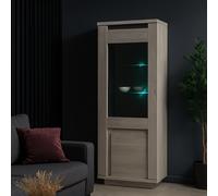 Vitrine contemporaine 1 porte vitrée chêne blanchi MELINDA