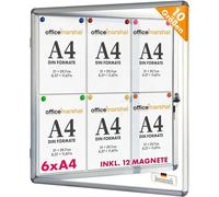 Vitrine d'affichage 6A4, comprenant 12 aimants. Panneau d'affichage magnétique et effaçable. Vitrine d'affichage pour affiches avec cadre en aluminium