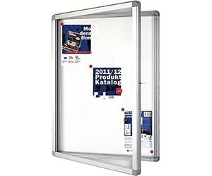 Vitrine d'affichage Exklusiv avec matériel de montage 12xA4 Paroi arrière magnétique & inscriptible Cadre en aluminium