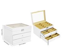 Vitrine d'affichage pour bijoux, 24 compartiments, design de style tiroir, couleur blanche