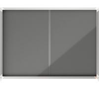 Vitrine d'affichage Premium Plus feutre, avec porte coulissante, 18xA4, gris
