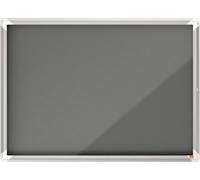 Vitrine d'affichage Premium Plus feutre, avec porte rabattable, 8xA4, gris