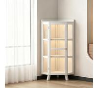 Vitrine Dangle À Portes Vitrées, Meuble De Rangement Dangle Haut À 4 Niveaux avec Portes en Verre Trempé, Vitrine Gain De Place avec Conception Anti-basculement pour Salon, Chambre Et Bureau À