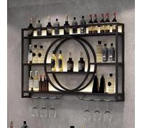 Vitrine de bar suspendue murale, porte-bouteilles de vin style industriel, meuble bar d'angle pour maison et salon, noir, 100 x 15 x 80 cm (noir, 120 x 15 x 80 cm)
