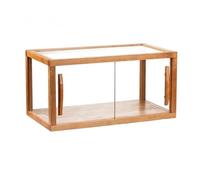 Vitrine de boulangerie, comptoir en bois avec portes en verre, présentoir à pâtisseries, biscuits, desserts, cupcakes