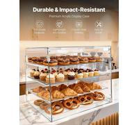 Vitrine de boulangerie, vitrine à pâtisseries professionnelle à 4 étages pour comptoir, boîte à pain en acrylique transparent pour la cuisine, vitrine à gâteaux de fête avec porte arrière magnétique p