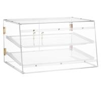 Vitrine de boulangerie, vitrine à pâtisseries professionnelle à deux niveaux pour comptoir, boîte à pain en acrylique transparent pour la cuisine, vitrine à gâteaux de fête avec porte arrière magnétiq