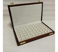Vitrine de Collection pour Pierres Précieuses et Minéraux - 50 Compartiments - Coffret de Rangement Artisanal en Bois pour Gemmologue et Collectionneur
