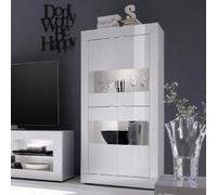 Vitrine de salon moderne 4 portes en verre blanc brillant Tina Wh Basic