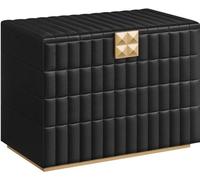 Vitrine décorative de luxe, 4 étages, revêtement en PU, compartiment pour montres et bijoux, 17 x 28 x 20,5 cm, idée cadeau originale, noir profond