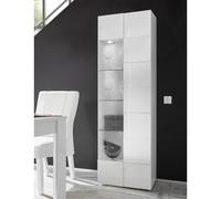 Vitrine design laqué blanc 1 porte vitrée MADO avec LED
