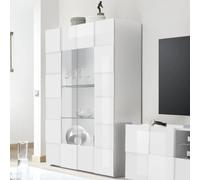 Vitrine design laqué blanc 2 portes MADO