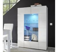 Vitrine design laqué blanc 2 portes MADO avec LED