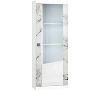 Vitrine droite 1 porte avec leds laqué blanc et imitation marbre - ETOLIS - ALTOBUY Blanc