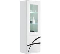 Vitrine Droite 1 Porte Laquée Brillant Blanc - ALYSSA - ALTOBUY Blanc G