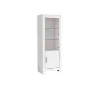 Vitrine Droite Laquée Blanc Brillant avec Eclairage Led - DENAE -