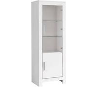 Vitrine Droite Laquée Blanc Brillant avec Eclairage Led - DENAE -