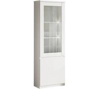 Vitrine Droite Laquée Blanc Brillant avec Leds - DEYTON - ALTOBUY Blanc G