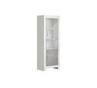 Vitrine Droite Laquée Blanc Brillant et Gris Marbré avec Leds - DENAE - ALTOBUY Gris G