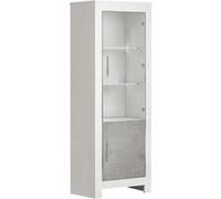 Vitrine Droite Laquée Blanc Brillant et Gris Marbré avec Leds - DENAE - ALTOBUY Gris G
