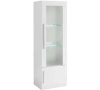 Vitrine Droite Laquée Blanc Poignées Métal avec Leds - CLARK -