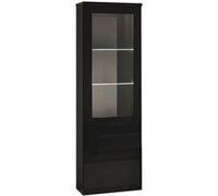 Vitrine Droite Laquée Noir Brillant avec Leds - DEYTON - ALTOBUY Noir G