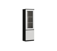 AltoBuy DEYTON - Vitrine Droite Laquée Noir et Blanc Brillant avec LEDs