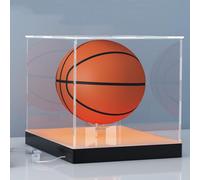 Vitrine en acrylique avec base d'éclairage LED RVB USB, double support à balles, contrôle par application et oîte de présentation transparente pour basket-ball et mini casque, 30 x 20 x 20 cm