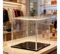 Vitrine en acrylique, présentoir vertical assemblé avec base noire, vitrine de protection anti-poussière, convient pour les collections, souvenirs, figurines, etc. Boîte d'affichage de poupée taille r
