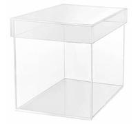 Vitrine en acrylique transparent Unyqoos®, de forme cubique, à cinq faces, pour le rangement, dimensions 20 x 20 x 20 cm, épaisseur 3 mm, boîte de présentation transparente avec couvercle